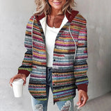 Riley | Women's Stylish Plaid Hooded Jacket with Button Closure