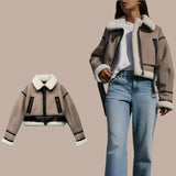 Pia | Multi-Functional Khaki Leather Jacket