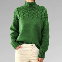 Francesca | Cable Knit Turtleneck Sweater with Puff Sleeves