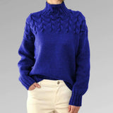 Francesca | Cable Knit Turtleneck Sweater with Puff Sleeves