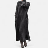 Dahlia | Long Knit Dress with Stand-Up Collar and Pockets