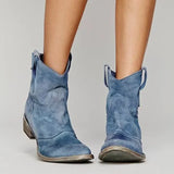 Camellia | Women's Vintage-Inspired Cowboy Ankle Boots with Cushioned Insole