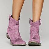 Camellia | Women's Vintage-Inspired Cowboy Ankle Boots with Cushioned Insole