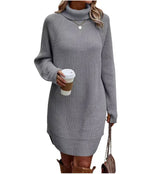 Elodie | Autumnal Knit Dress with Roll Neck