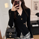Cardigan con maniche ondulate e chiusura girevole 