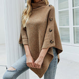 Amelia | Women's Knit Cape with Turtleneck and Asymmetric Hem