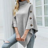 Amelia | Women's Knit Cape with Turtleneck and Asymmetric Hem