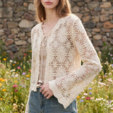 Paula | Women's Lightweight Floral Lace Cardigan with Long Sleeves