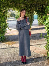 Celeste | Women's Knitted Dress with Asymmetrical Neckline