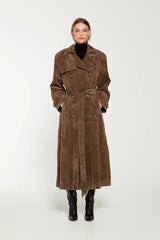 Estelle | Elegant Long Trench Coat with Waist Belt