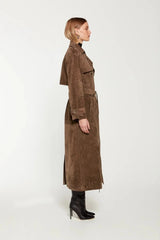 Estelle | Elegant Long Trench Coat with Waist Belt