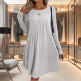 Elise | Women's Ribbed A-Line Midi Knit Dress with Diagonal Detail