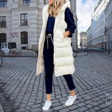 Holly | Long Padded Quilted Vest with Hood and Pockets