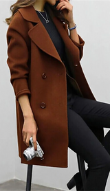 Faye | Long Coat with Wide Lapel Collar