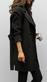 Faye | Long Coat with Wide Lapel Collar