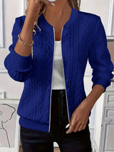 Daniela | Textured Knit Zip-Up Jacket with Baseball Collar