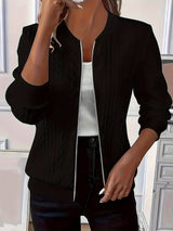 Daniela | Textured Knit Zip-Up Jacket with Baseball Collar