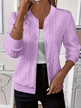 Daniela | Textured Knit Zip-Up Jacket with Baseball Collar