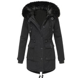 Elowen | Women's Parka Jacket with Fur-Trimmed Hood & Cinched Waist