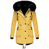 Elowen | Women's Parka Jacket with Fur-Trimmed Hood & Cinched Waist