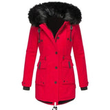 Elowen | Women's Parka Jacket with Fur-Trimmed Hood & Cinched Waist
