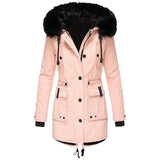 Elowen | Women's Parka Jacket with Fur-Trimmed Hood & Cinched Waist