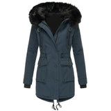 Elowen | Women's Parka Jacket with Fur-Trimmed Hood & Cinched Waist