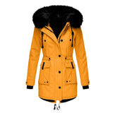 Elowen | Women's Parka Jacket with Fur-Trimmed Hood & Cinched Waist