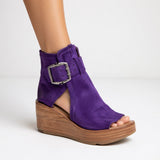 Lara | Modern Open-Toe Wedge Ankle Boots with Buckle Detail