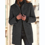 Clara | Classic Grey Winter Coat with Button Closure