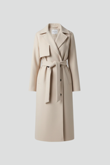 Vivienne | Women's Long Coat with Double-Breasted Front and Waist Belt
