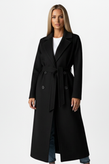 Vivienne | Women's Long Coat with Double-Breasted Front and Waist Belt