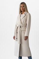 Vivienne | Women's Long Coat with Double-Breasted Front and Waist Belt