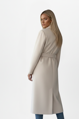 Vivienne | Women's Long Coat with Double-Breasted Front and Waist Belt