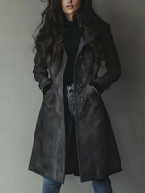 Selena | Trench Coat with Waist Belt and Wide Notched Collar