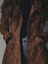 Selena | Trench Coat with Waist Belt and Wide Notched Collar