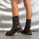 Olivia | Brown Ankle Boots with Wrap Straps and Block Heel