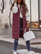 Una | Long Quilted Vest with Adjustable Hood