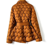 Isabella | Women's Quilted Jacket with Waist Belt and Diamond Pattern