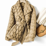 Isabella | Women's Quilted Jacket with Waist Belt and Diamond Pattern