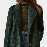Elena | Women's Plaid Trench Coat with Structured Lapel & Tailored Fit