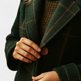 Elena | Women's Plaid Trench Coat with Structured Lapel & Tailored Fit