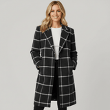 Elena | Women's Plaid Trench Coat with Structured Lapel & Tailored Fit