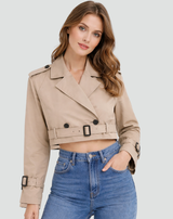 Elena | Women's Cropped Belted Trench Coat