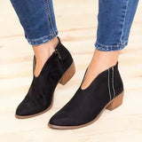 Bianca | Red Suede-Look Ankle Boots for Women