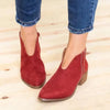Bianca | Red Suede-Look Ankle Boots for Women