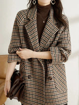 Barbara | Classic Long Plaid Womens Coat