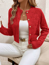 Serena | Women's Textured Diamond-Knit Button Cardigan