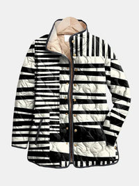 Maren | Black and White Abstract Quilted Jacket