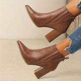 Anya | Women's Pointed-Toe Block Heel Ankle Boots